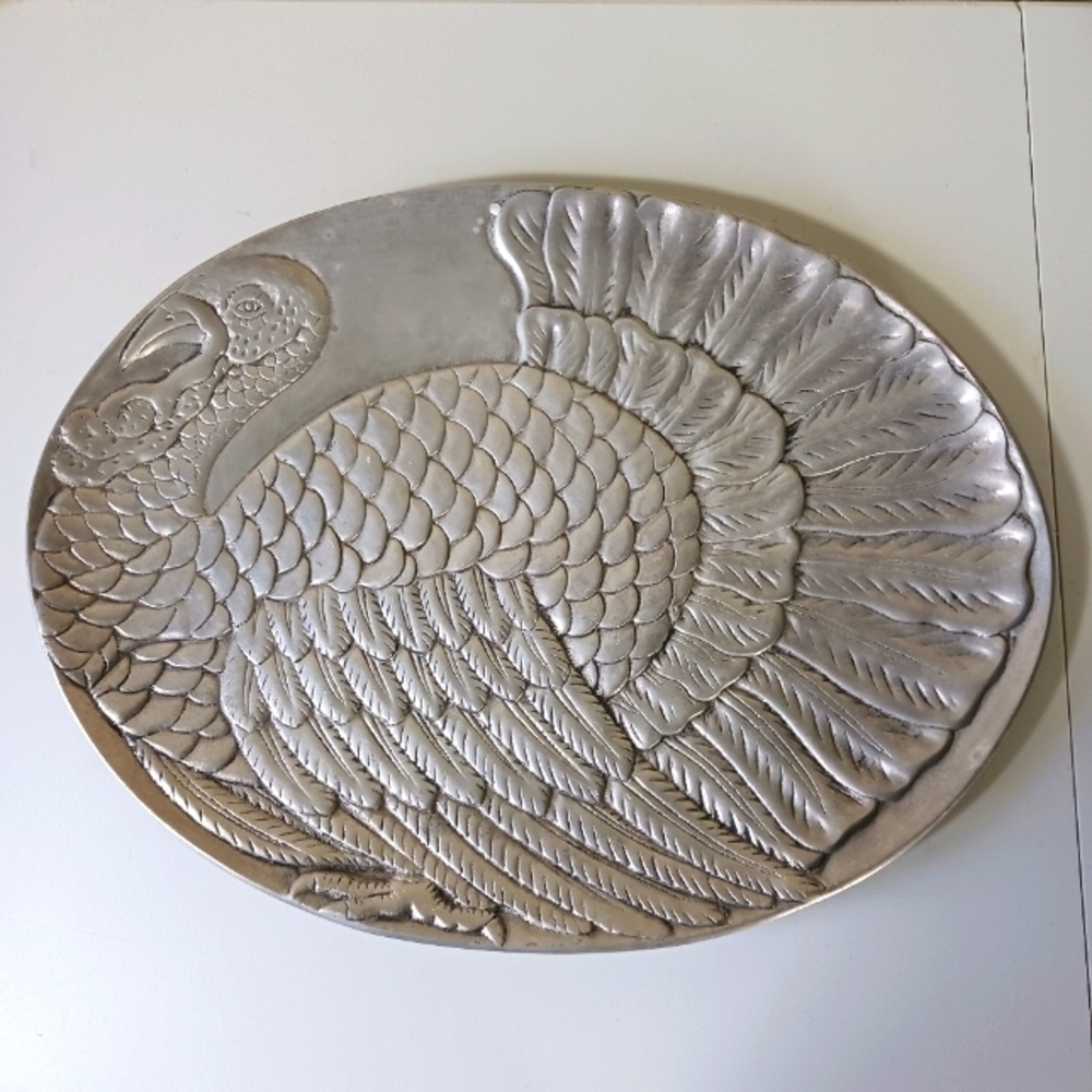 Vintage 80's Aluminum TURKEY serving platter